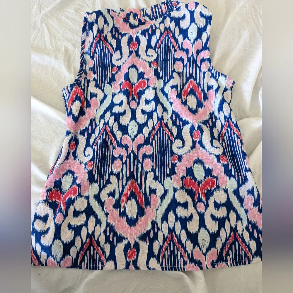 NWT Crown & Ivy Girls Top Pink With Bananas Size L Smocked‎ Cotton Ruffle Sleeve